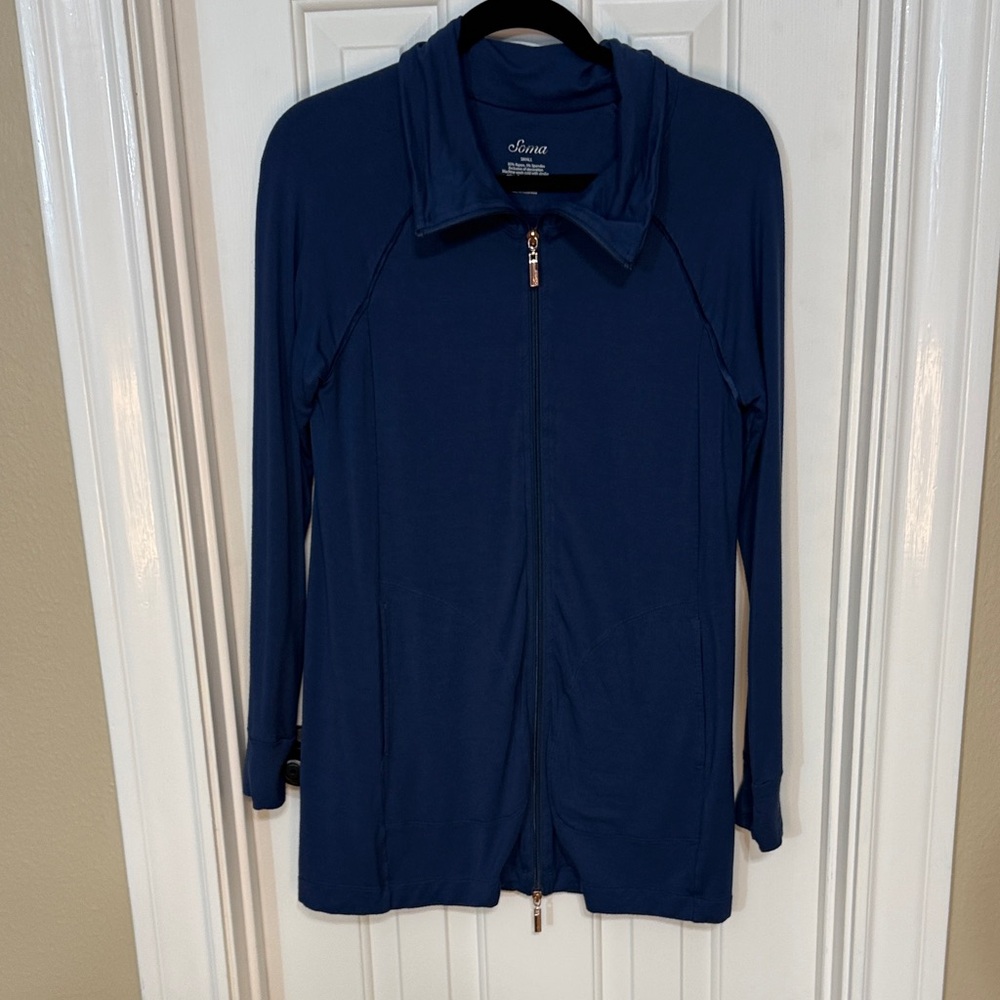 Soma Royal Blue Zip-Up Long Sleeve Top